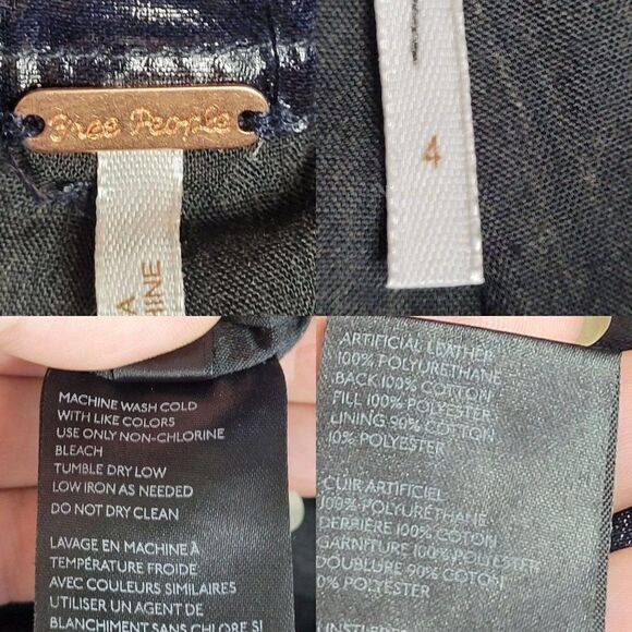 Free People Pants Faux Leather High Rise Paperbag Tapered Belted Metallic 4 - Picture 4 of 17